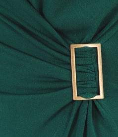 Green jersey dress with clasp