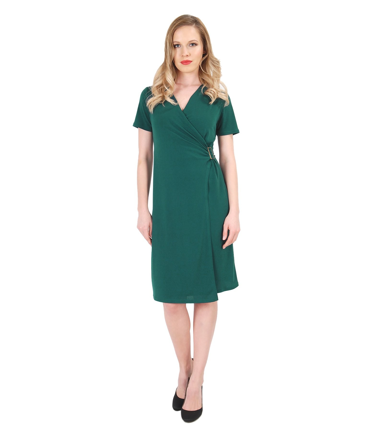 Green jersey dress with clasp green YOKKO