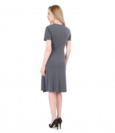 Grey jersey dress with clasp