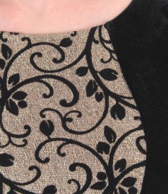 Short elastic velvet evening dress with inserts