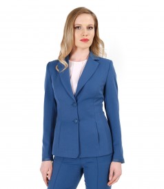 Office jacket with pockets and faux leather trim