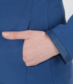 Office jacket with pockets and faux leather trim