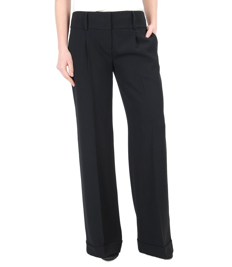 Flared pants with cuffs black - YOKKO