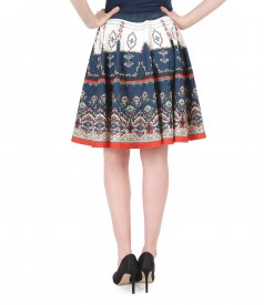 Printed brocade flared skirt