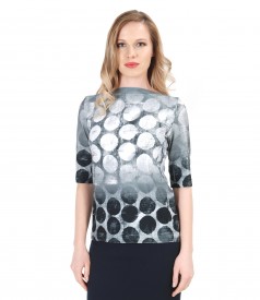 Elastic jersey t-shirt with dots print