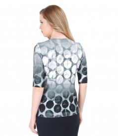 Elastic jersey t-shirt with dots print