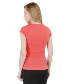 Elastic jersey t-shirt with slits