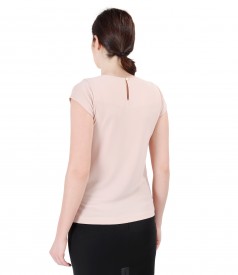 Jersey blouse with folds and trim