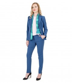 Women office suit with pockets and organic leather trim