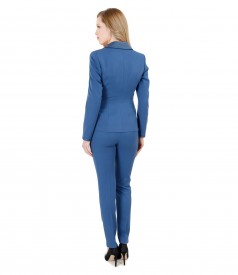 Women office suit with pockets and organic leather trim