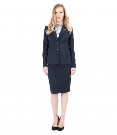 Women office suit with pockets and organic leather trim