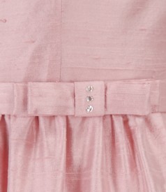 Flaring silk taffeta evening dress with crystals