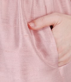 Flaring silk taffeta evening dress with crystals