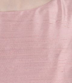 Flaring silk taffeta evening dress with crystals