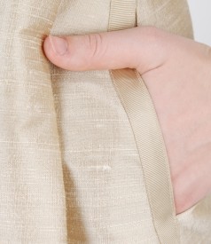 Silk taffeta evening dress with folds