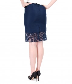 Elegant viscose and flax skirt with brocade trim