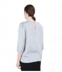 Printed viscose blouse with folds