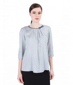 Printed viscose blouse with folds