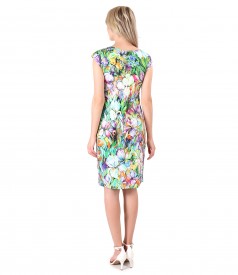 Printed jersey dress with dropped shoulders