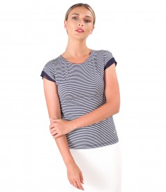 Printed elastic jersey t-shirt with trim