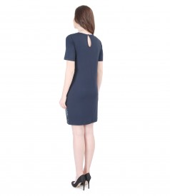 Elastic jersey dress with printed satin front