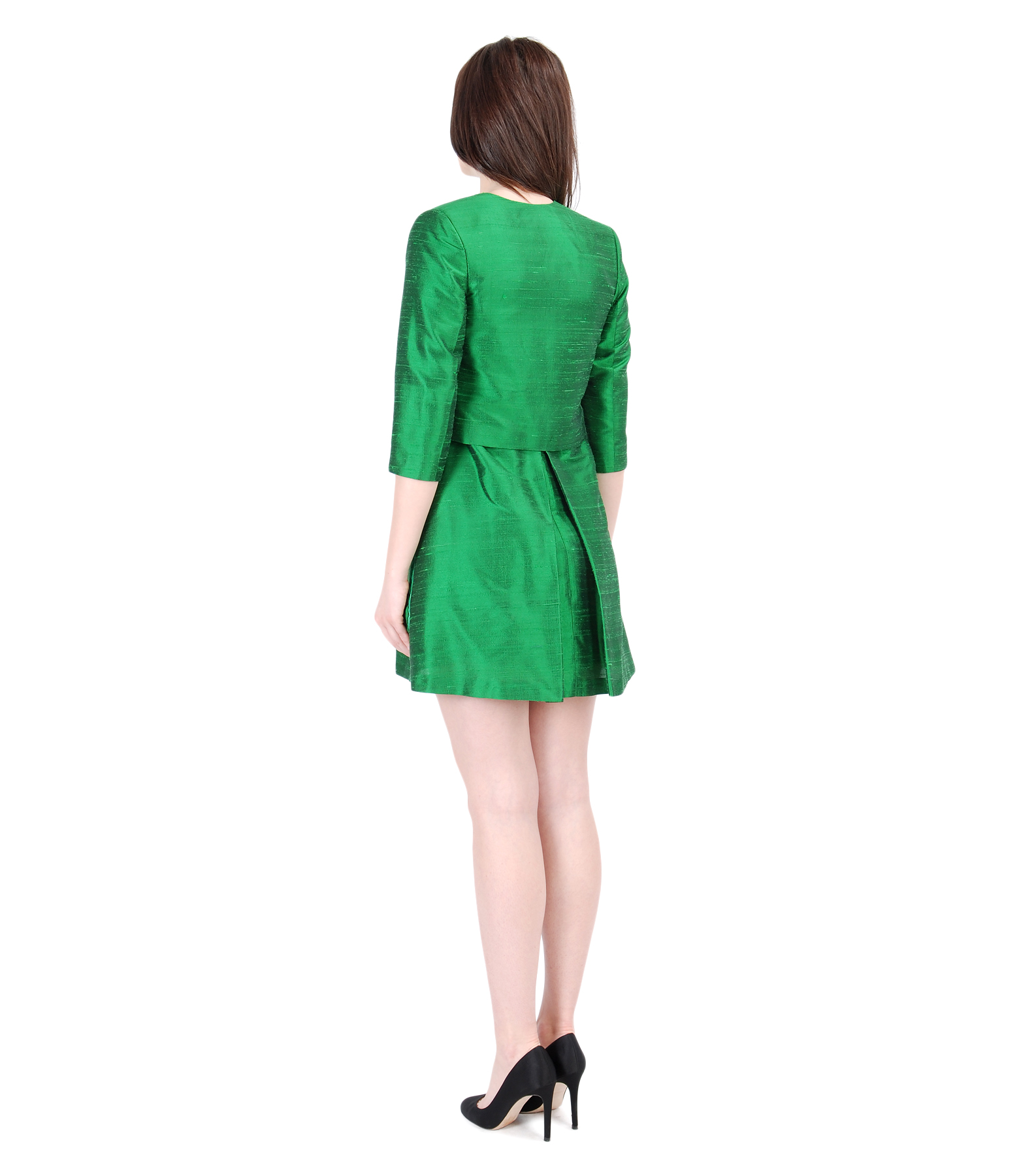 Elegant outfit with taffeta silk evening dress