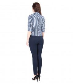 Women outfit with elastic cotton jacket with stripes