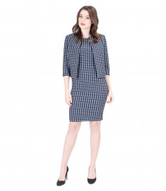 Office suit with embossed cotton cloth dress with dots