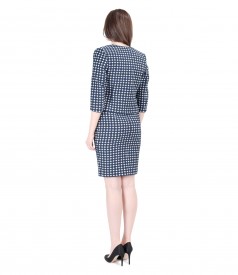 Office suit with embossed cotton cloth dress with dots
