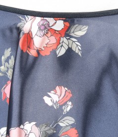 Printed satin flared skirt