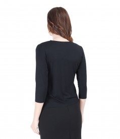 Elastic jersey blouse with belt