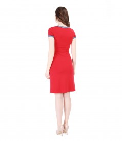 Elastic knitwear dress with trim