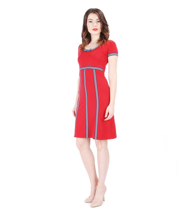 Elastic knitwear dress with trim