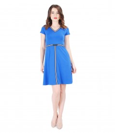 Elastic knitwear dress with V decolletage