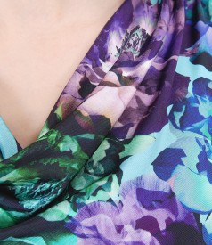 Printed jersey blouse with folds