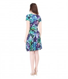 Printed jersey dress with frill