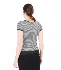 Elastic jersey t-shirt with trim