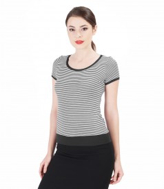 Elastic jersey t-shirt with trim