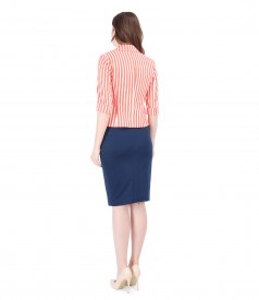 Women outfit with elastic cotton jacket with stripes