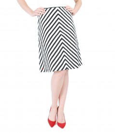 Elastic cotton skirt with stripes
