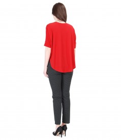 Casual outfit with elastic jersey butterfly blouse and pants