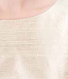 Silk taffeta evening dress with trim