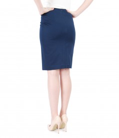Cotton pencil skirt with slit with zipper