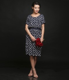 Printed viscose dress with elastic waist