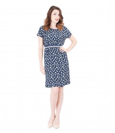 Printed viscose dress with elastic waist