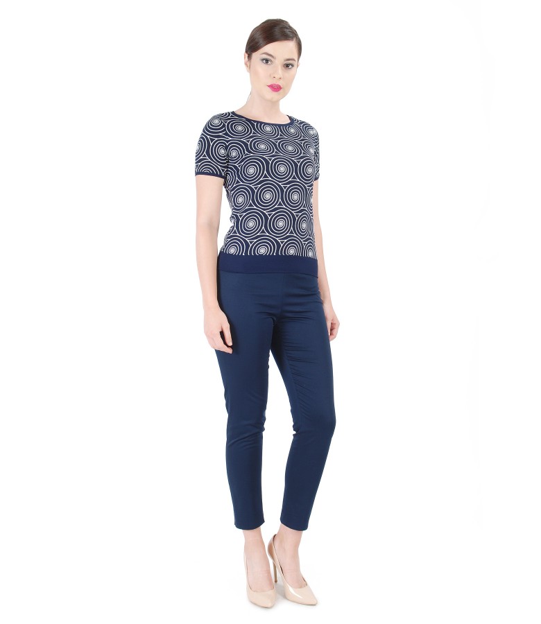 Embossed printed jersey blouse with pants