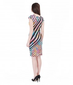 Printed jersey dress with dropped shoulders