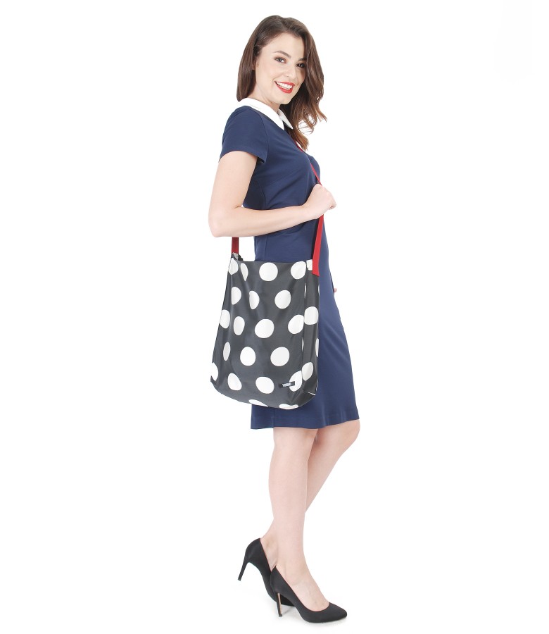 Dress with bag printed with dots