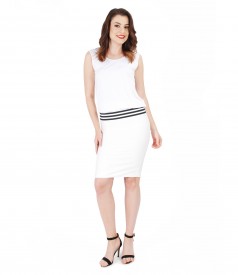 Elegant outfit with cotton pencil skirt and jersey blouse