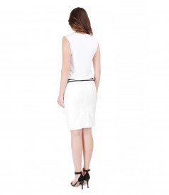 Elegant outfit with cotton pencil skirt and jersey blouse